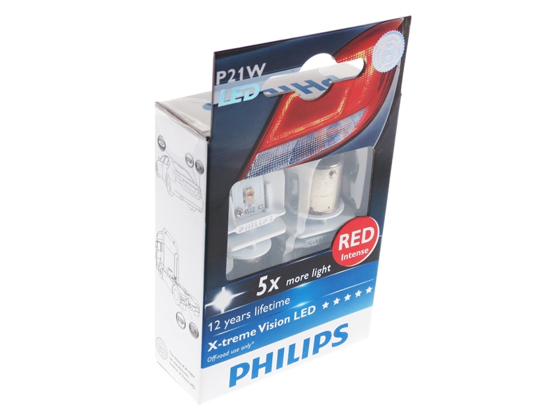 2 pcs. BA15s Philips X-treme Vision Bulb - Red P21W - Matronics