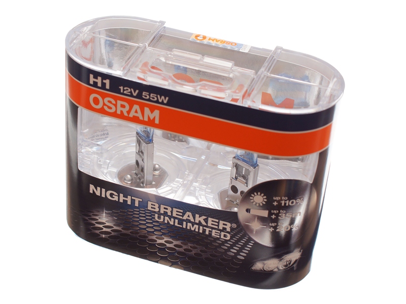 H1 12V Osram Night Breaker Unlimited 55W, + 110%, 2 pack - Matronics